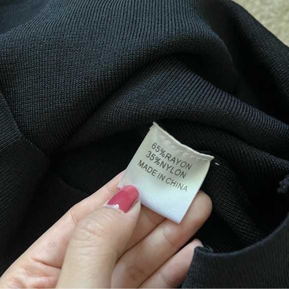 LF Seek the Label Black Bodycon Square Neck Bandage Dress Size XS Women - Picture 4 of 7